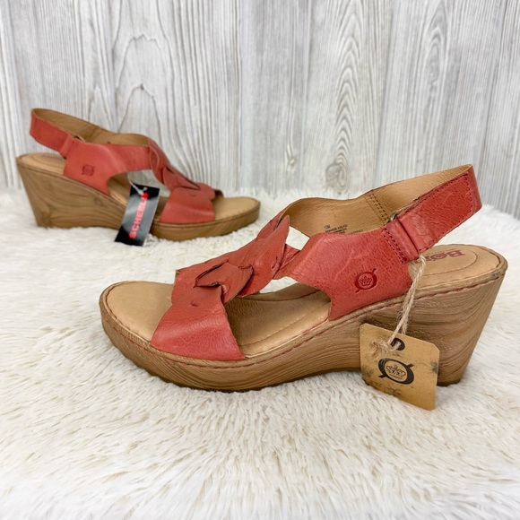 Born Shoes - Born Women's Nina Sandals In Rust Cayenne Leather 10 Wedge NWT